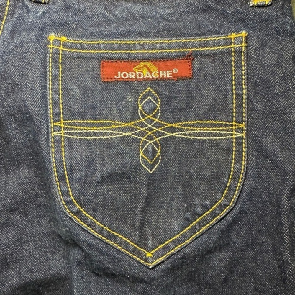 Vintage Jordache J9 Jeans Size 32L *27x26.5 Dark Wash Straight Leg Raw Hem 80s - Picture 11 of 17